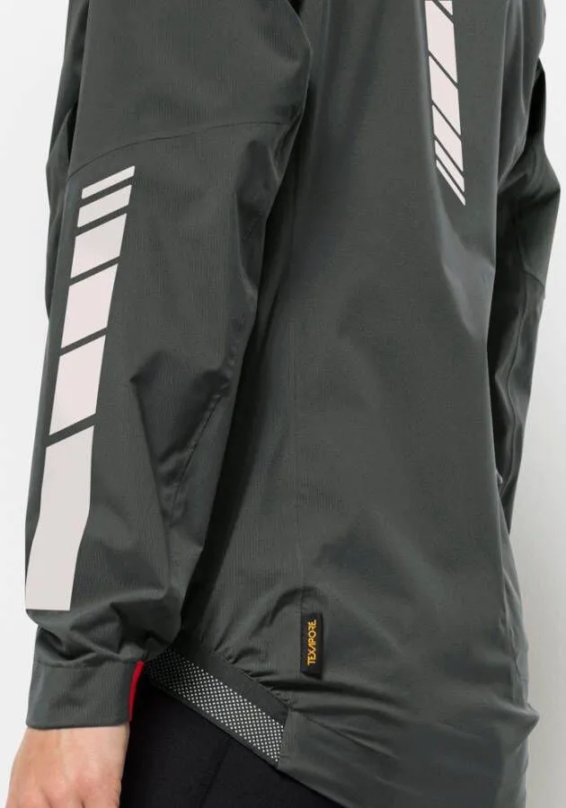 JACK WOLFSKIN MOROBBIA 2.5L JACKET WOMEN FIETSREGENJACK DAMES XXL GRIJS SLATE GREEN
