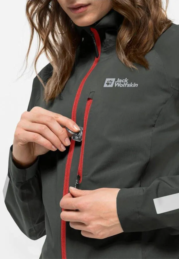 JACK WOLFSKIN MOROBBIA 2.5L JACKET WOMEN FIETSREGENJACK DAMES XXL GRIJS SLATE GREEN
