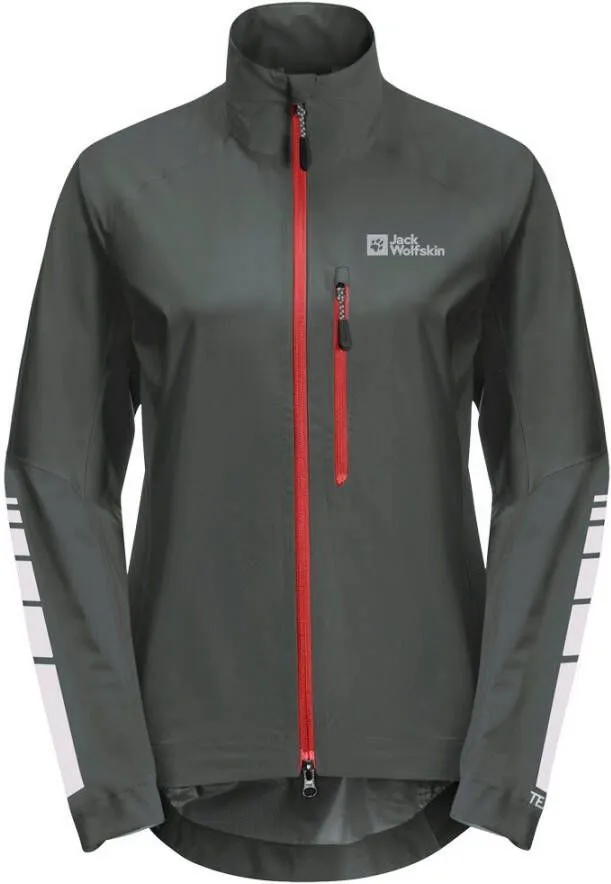 JACK WOLFSKIN MOROBBIA 2.5L JACKET WOMEN FIETSREGENJACK DAMES XXL GRIJS SLATE GREEN