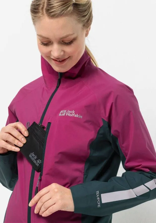 JACK WOLFSKIN MOROBBIA 2.5L JACKET WOMEN FIETSREGENJACK DAMES XXL NEW MAGENTA NEW MAGENTA